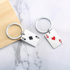 Poker Card Spades A Hearts A Keychain Men's Bag Ornament Gift