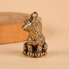 Brass Cat Retro Kitten Key Chain Pendant