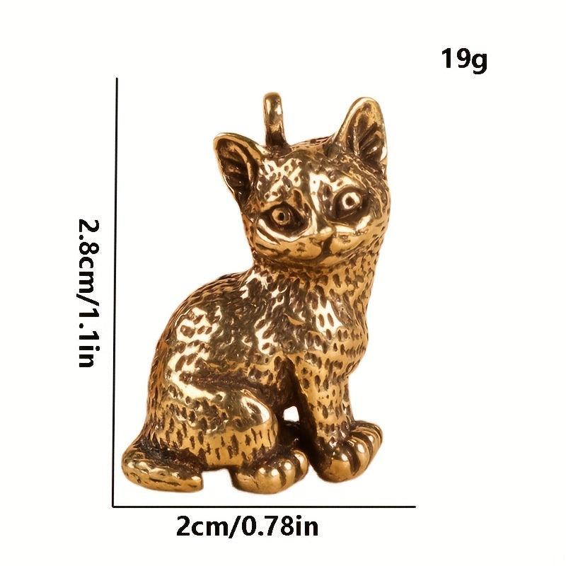 Brass Cat Retro Kitten Key Chain Pendant