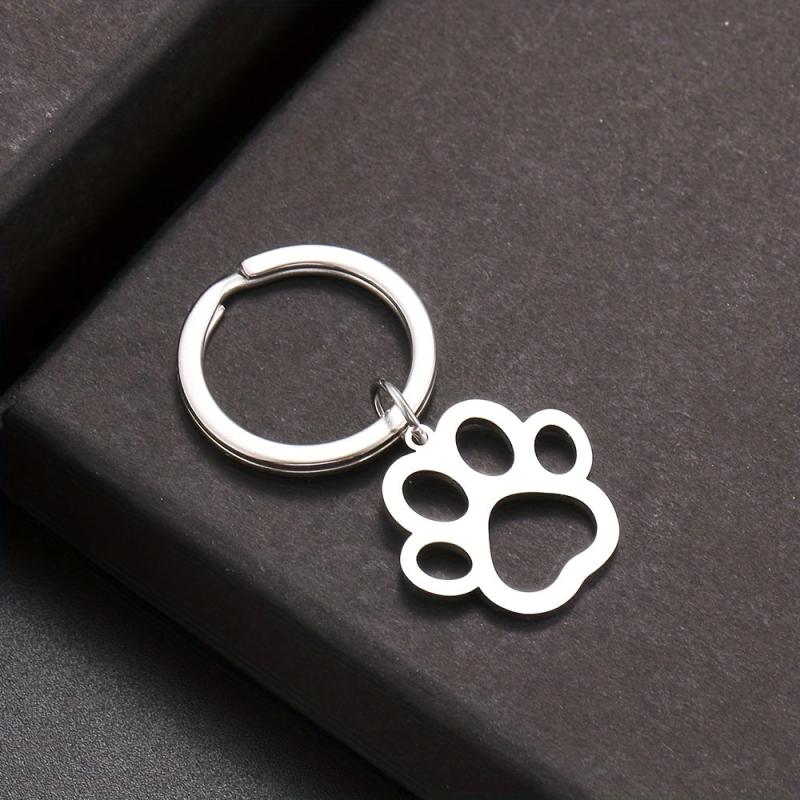 Cartoon Dog Paw Silver Keychain for Car Keys Pendant