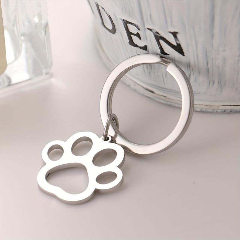Cartoon Dog Paw Silver Keychain for Car Keys Pendant