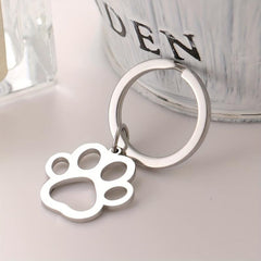 Cartoon Dog Paw Silver Keychain for Car Keys Pendant