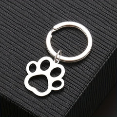 Cartoon Dog Paw Silver Keychain for Car Keys Pendant