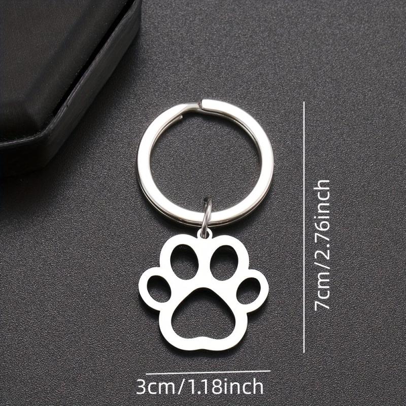 Cartoon Dog Paw Silver Keychain for Car Keys Pendant