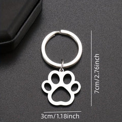 Cartoon Dog Paw Silver Keychain for Car Keys Pendant