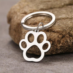 Cartoon Dog Paw Silver Keychain for Car Keys Pendant