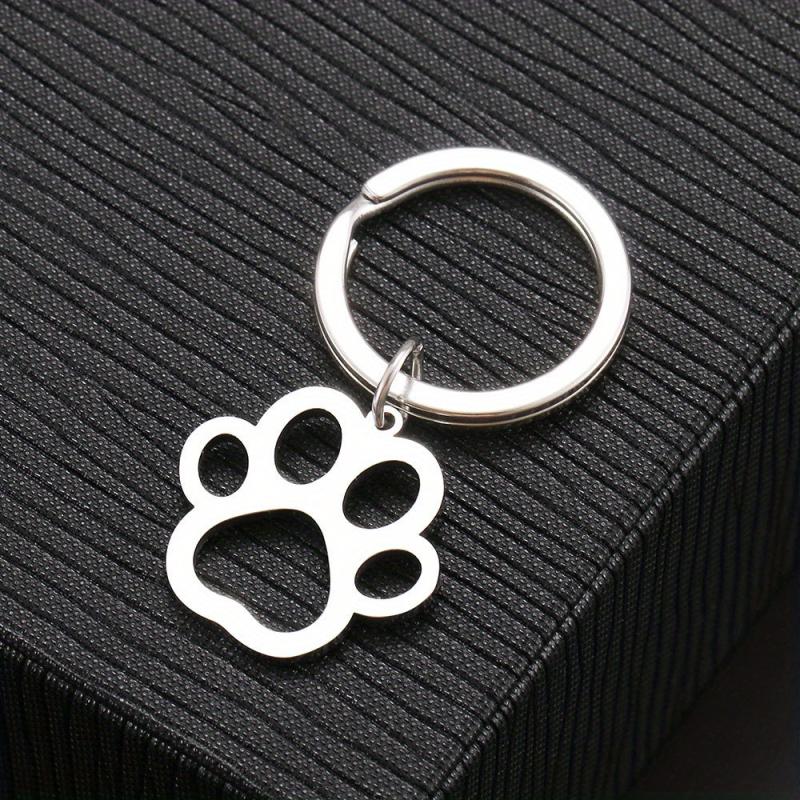 Cartoon Dog Paw Silver Keychain for Car Keys Pendant