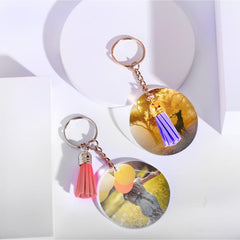 120pcs Acrylic Keychain Blank With Key Rings Tassels Key Chain For Craft