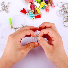 120pcs Acrylic Keychain Blank With Key Rings Tassels Key Chain For Craft
