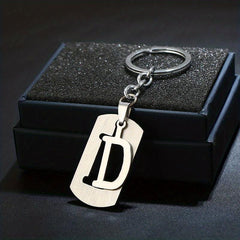 Stainless Steel Letter Charm Key Chain Couples Gift Jewelry Car Key Ring