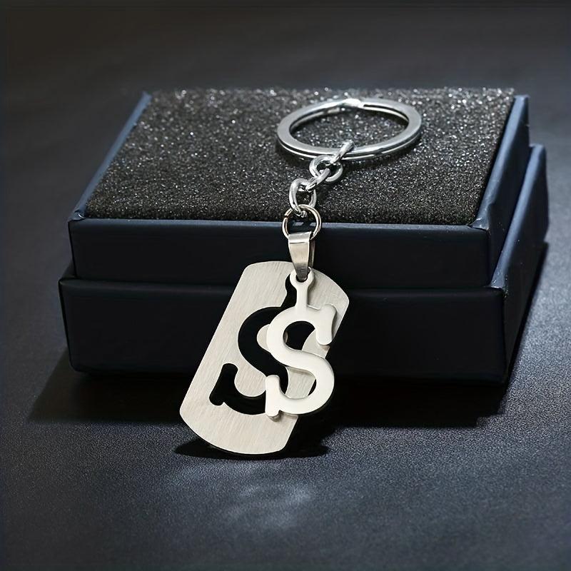 Stainless Steel Letter Charm Key Chain Couples Gift Jewelry Car Key Ring