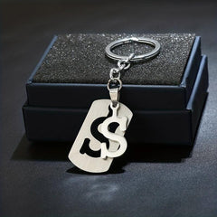 Stainless Steel Letter Charm Key Chain Couples Gift Jewelry Car Key Ring