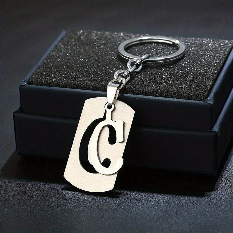Stainless Steel Letter Charm Key Chain Couples Gift Jewelry Car Key Ring