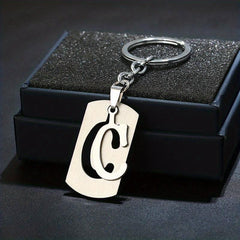Stainless Steel Letter Charm Key Chain Couples Gift Jewelry Car Key Ring