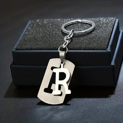 Stainless Steel Letter Charm Key Chain Couples Gift Jewelry Car Key Ring