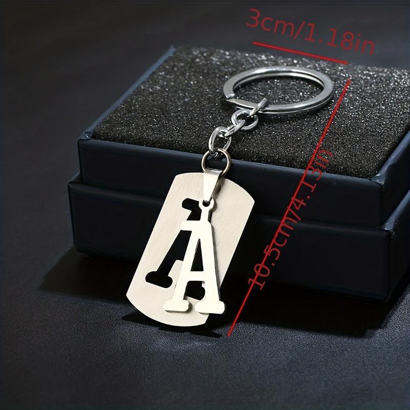 Stainless Steel Letter Charm Key Chain Couples Gift Jewelry Car Key Ring