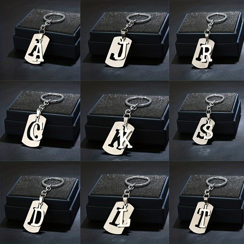 Stainless Steel Letter Charm Key Chain Couples Gift Jewelry Car Key Ring