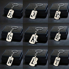 Stainless Steel Letter Charm Key Chain Couples Gift Jewelry Car Key Ring