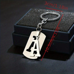 Stainless Steel Letter Charm Key Chain Couples Gift Jewelry Car Key Ring