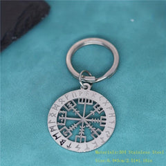 Viking Rune Compass Vegvisir Keychain - Nordic Amulet Jewelry
