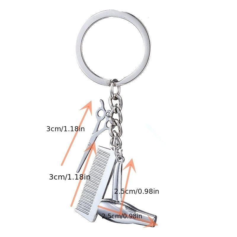Men's Street Creative Hair Dryer Scissors Comb Keychain