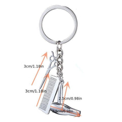 Men's Street Creative Hair Dryer Scissors Comb Keychain