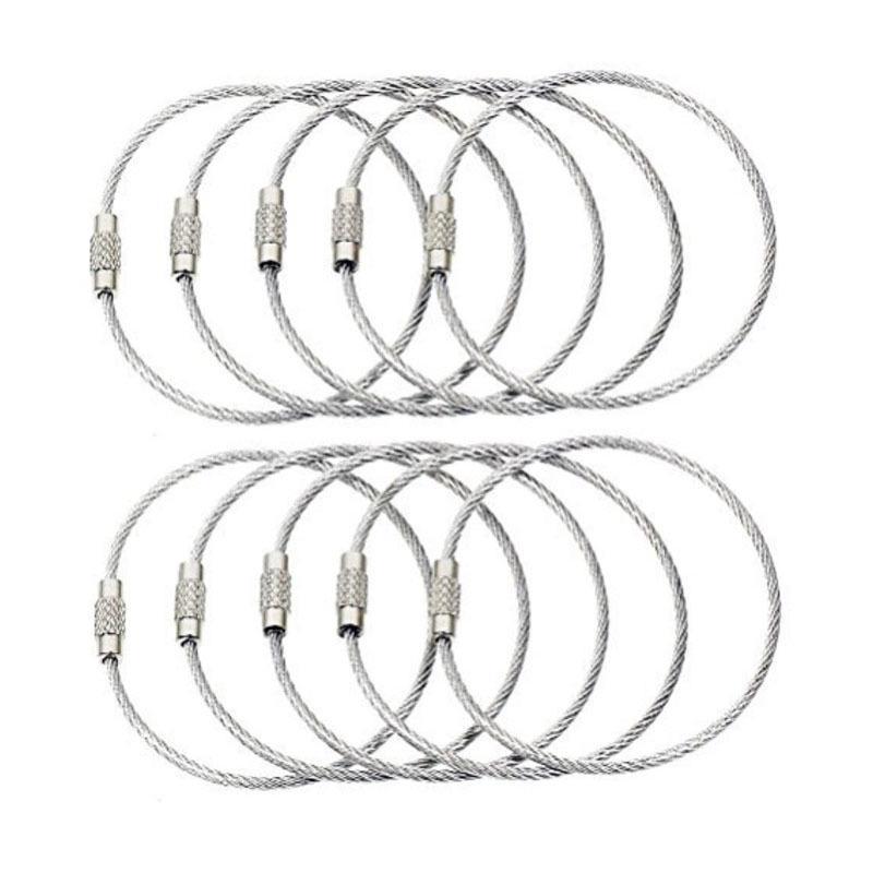 Stainless Steel Wire Keychain Ring Key Keyring Circle Rope Cable Loop