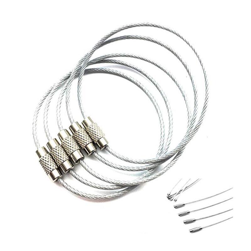 Stainless Steel Wire Keychain Ring Key Keyring Circle Rope Cable Loop