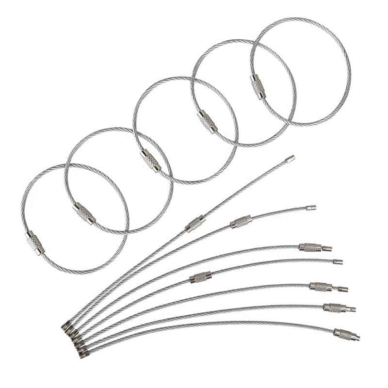Stainless Steel Wire Keychain Ring Key Keyring Circle Rope Cable Loop
