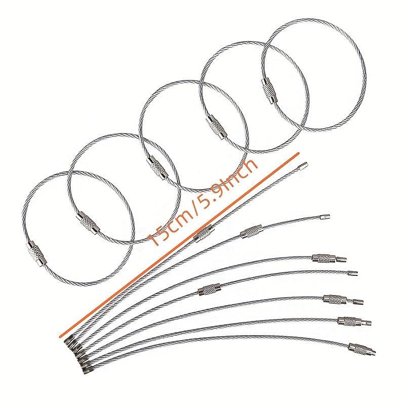 Stainless Steel Wire Keychain Ring Key Keyring Circle Rope Cable Loop