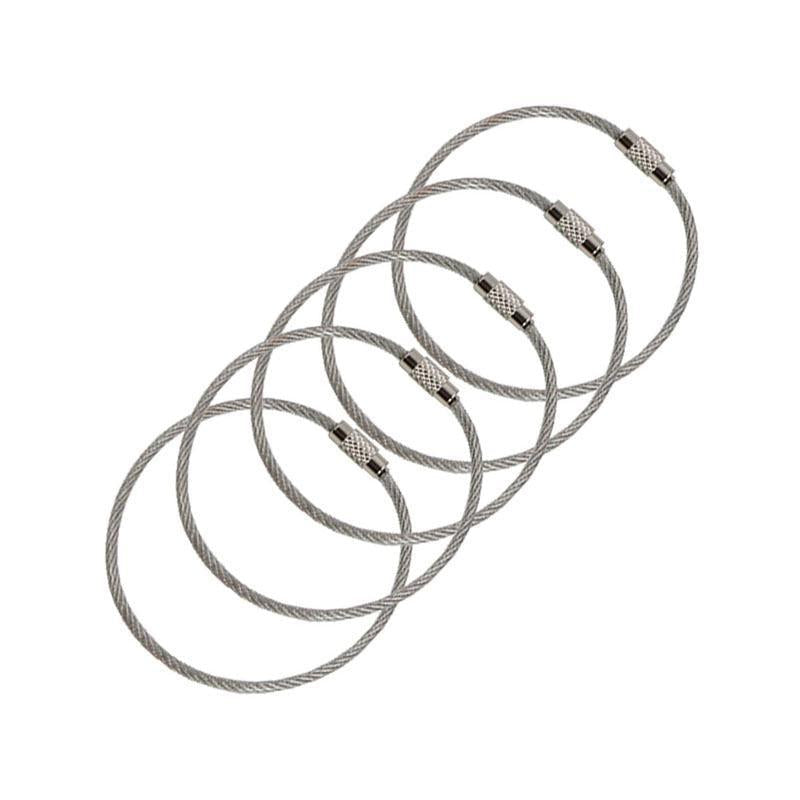 Stainless Steel Wire Keychain Ring Key Keyring Circle Rope Cable Loop
