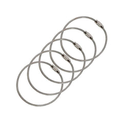 Stainless Steel Wire Keychain Ring Key Keyring Circle Rope Cable Loop
