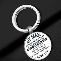 To My Man Personality Statement Keychain Round Convex Key Ring