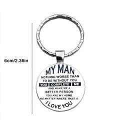 To My Man Personality Statement Keychain Round Convex Key Ring
