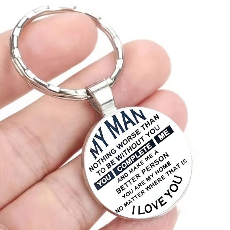 To My Man Personality Statement Keychain Round Convex Key Ring