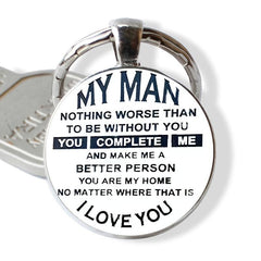 To My Man Personality Statement Keychain Round Convex Key Ring