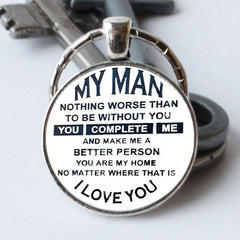 To My Man Personality Statement Keychain Round Convex Key Ring