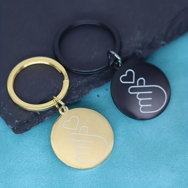 Finger Heart Pendant Keychain Stainless Steel Key Chain KPOP Jewelry Gift