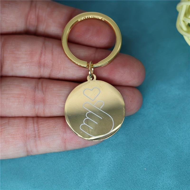 Finger Heart Pendant Keychain Stainless Steel Key Chain KPOP Jewelry Gift