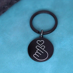 Finger Heart Pendant Keychain Stainless Steel Key Chain KPOP Jewelry Gift