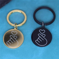 Finger Heart Pendant Keychain Stainless Steel Key Chain KPOP Jewelry Gift