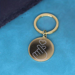 Finger Heart Pendant Keychain Stainless Steel Key Chain KPOP Jewelry Gift