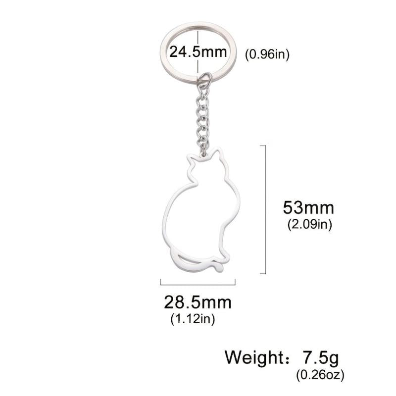 Cat Animal Keychain Stainless Steel Love Gift Men's Jewelry