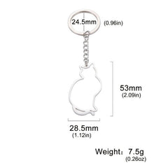 Cat Animal Keychain Stainless Steel Love Gift Men's Jewelry