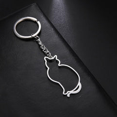 Cat Animal Keychain Stainless Steel Love Gift Men's Jewelry