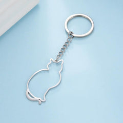 Cat Animal Keychain Stainless Steel Love Gift Men's Jewelry
