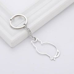 Cat Animal Keychain Stainless Steel Love Gift Men's Jewelry