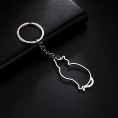 Cat Animal Keychain Stainless Steel Love Gift Men's Jewelry