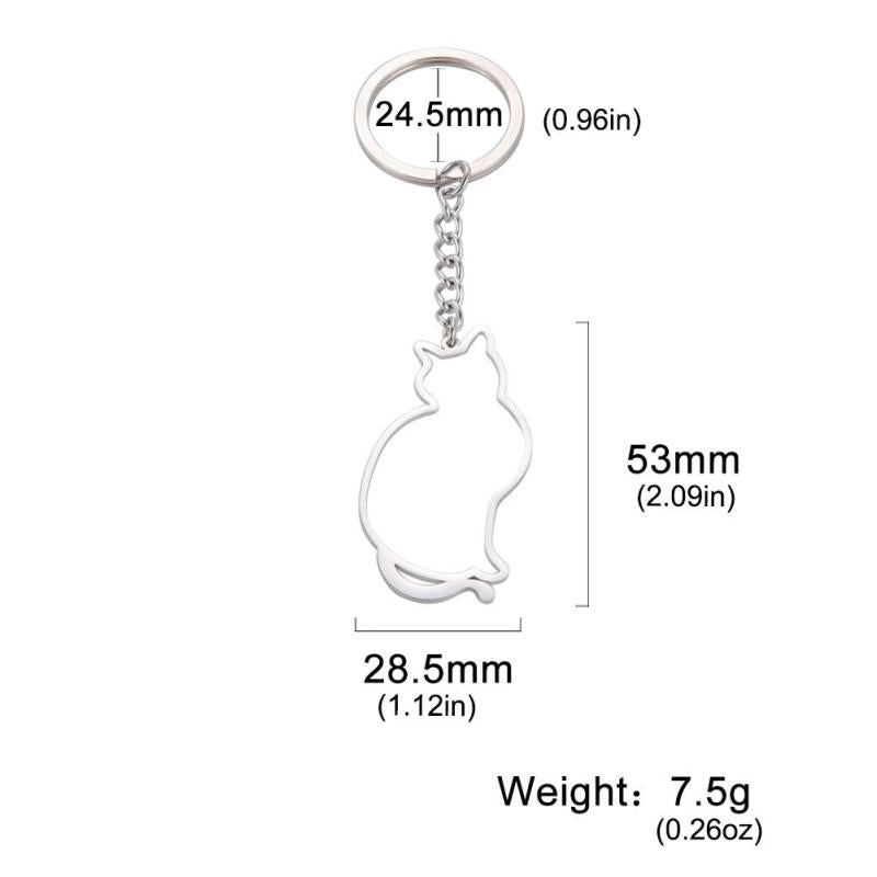 Cat Animal Keychain Stainless Steel Love Gift Men's Jewelry