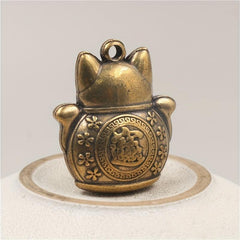 Brass Lucky Cat Keychain Pendant Zodiac Ornament Accessories